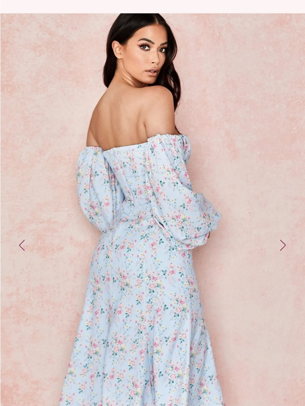 House of CB Blue Floral Off-Shoulder Maxi Dress - Picture 2 of 8